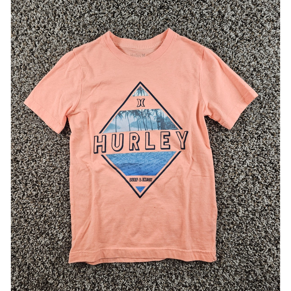 Hurley Boys Sz S Short Sleeve T Shirt Surfing Pastel Orange